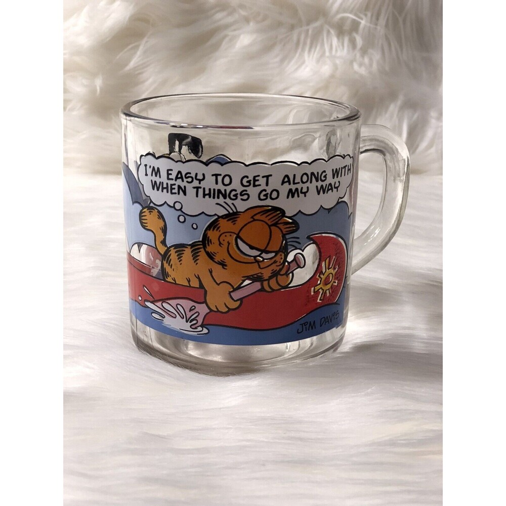 Garfield Coffee Mug McDonalds Clear Glass Cup Glass Jim Davis Vintage 1978